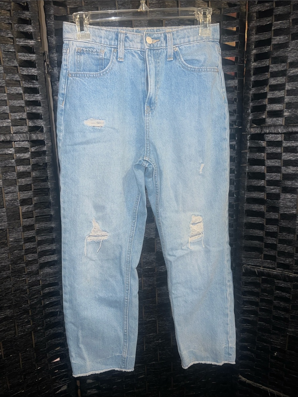 Old Navy Light Blue slouchy straight Distressed Jeans youth girls size 12